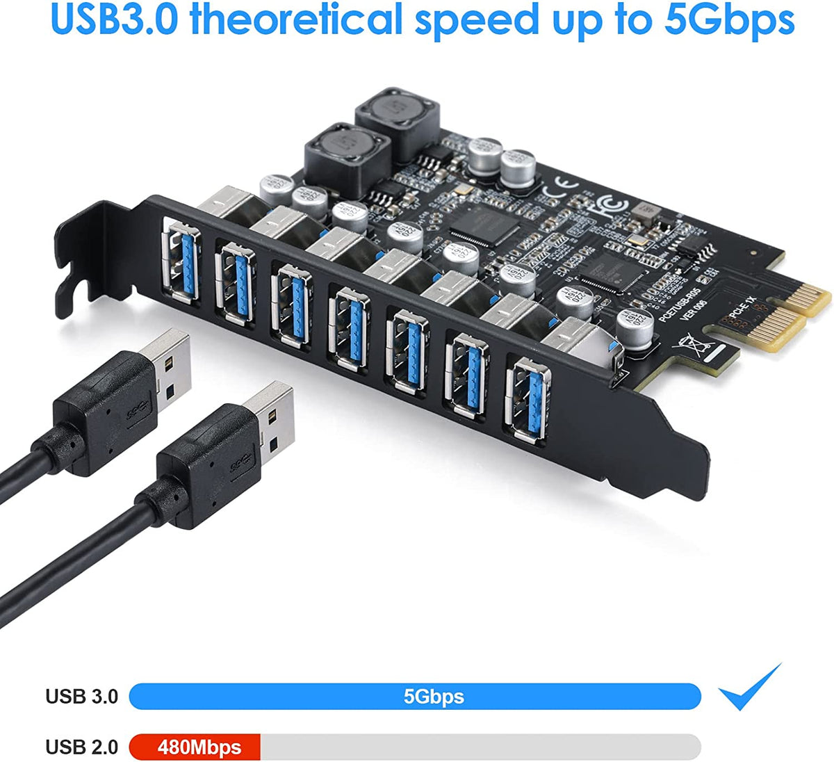 7 Port PCI Express Expansion Card, USB 3.0 7 Port Front Expansion Card