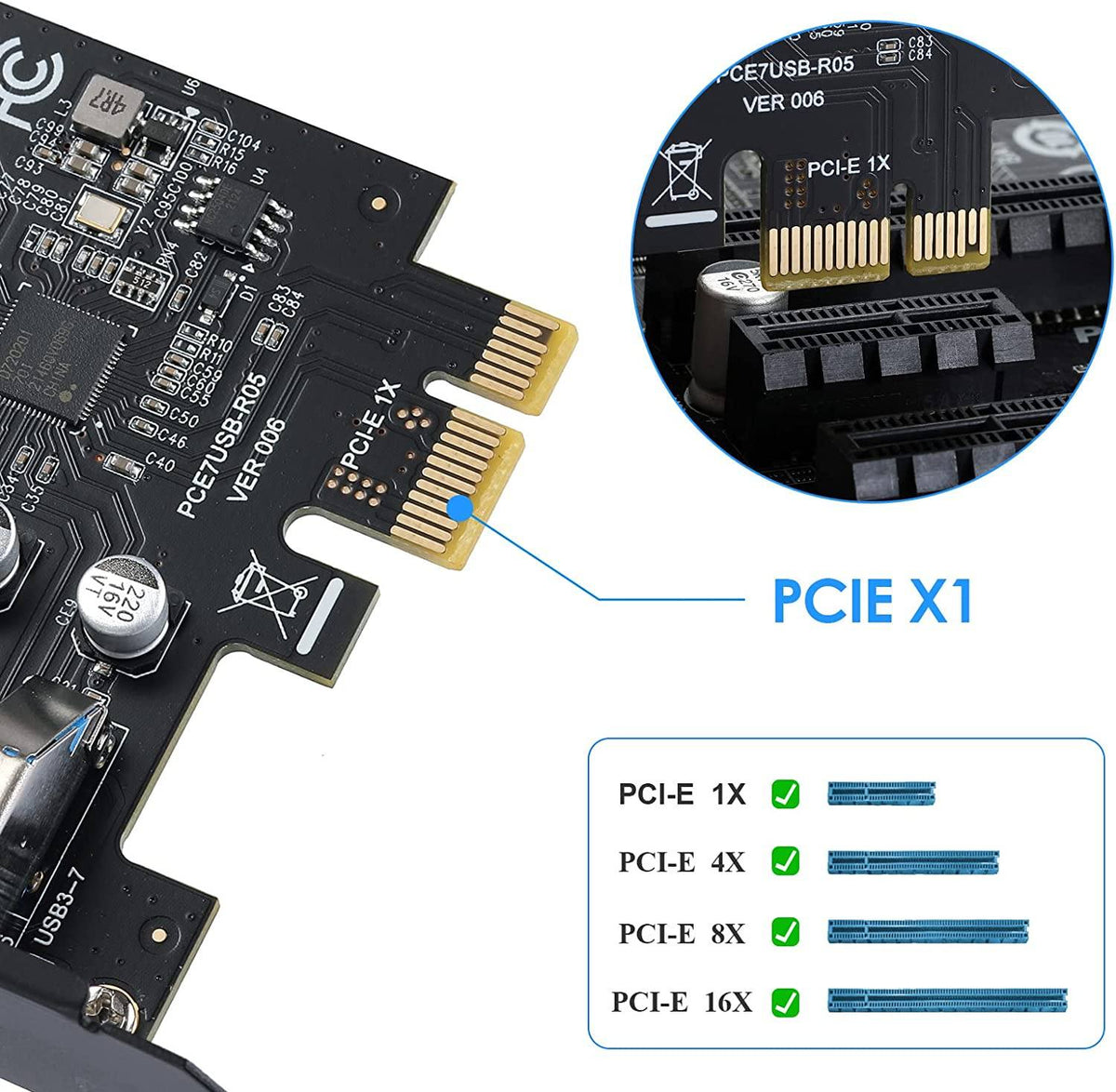 7 Port PCI Express Expansion Card, USB 3.0 7 Port Front Expansion Card