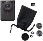 مجموعة أدوات تسجيل الفيديو PowerShot V10 من Canon - كاميرا فيديو لتسجيل الفيديو بدقة 4K UHD بحجم الجيب - بلوتوث، واي فاي - زر واحد، شاشة قابلة للإمالة، ميكروفونات استريو مع فلتر للرياح - حامل مدمج متعدد المواضع، أسود