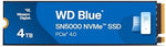 WD Blue SN5000 4TB SSD, M.2 2280 NVMe SSD, Read speeds up to 5500 MB/s, PCIe Gen4, nCache Technology, Free Acronis True Image data migration software, Internal solid state drive.