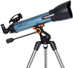 Celestron 22403 Inspire 100AZ Refractor Telescope with Built-In Smartphone Adapter, Blue