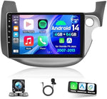 2+64G Android 14 Car Stereo 2Din for Honda Fit Jazz 2007-2013, with carplay Android Auto 10 inch IPS Touchscreen Sat Nav Bluetooth Wifi FM RDS SWC Mirror Link Split Screen Backup Camera Mic