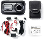 Nextbase 522GW Dash Cam أمامية مع طقم أسلاك صلبة، بطاقة Micro SD سعة 64 جيجابايت وحافظة متضمنة - 1440p/30fps 2K في كاميرا السيارة Dashcam - Wifi، Bluetooth، 10hz GPS - عدسة مرشح مستقطبة - طوارئ SOS