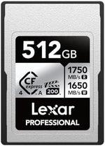 Lexar Professional Silver Series CFexpress 4.0 Type A Card 512GB، بطاقة CFe تصل إلى 1750 ميجابايت/ثانية للقراءة، VPG200، بطاقة CF فيديو 8K، بطاقة ذاكرة متوافقة مع كاميرات Sony Alpha وSony FX