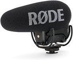 RØDE VideoMic Pro+ ميكروفون متميز مثبت على الكاميرا مع مرشح تمرير عالي، وتعزيز عالي التردد، ووسادة، وقناة أمان لصناعة الأفلام، وإنشاء المحتوى وتسجيل الموقع