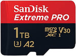 SanDisk Extreme PRO micro SD card + SD adapter 1TB, (For Smartphones, Action Cams, Drones, Speeds up to 200 MB/s) A2 App Performance + RescuePro Deluxe UHS-I, Class 10, U3,
