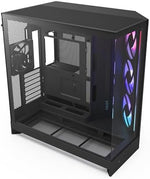 NZXT H9 Flow RGB (2025) – Large Dual-Chamber ATX Mid-Tower Airflow PC Case – Includes 1 x 420mm RGB Fan Unit & 1 x 120mm Fan – 420mm Radiator Support – Tempered Glass – Back-Connect Ready – Black