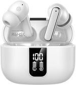 Wireless Earbuds, 2025 Bluetooth 5.3 Headphones in Ear buds, HiFi Stereo Earphones with 4 ENC Noise Cancelling Mics, 40H Playtime earbuds with IP7 Waterproof,Dual LED Display USB-C Ultralight