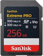 SanDisk Extreme PRO 256GB SDXC UHS-II card, up to 300 MB/s read speeds, 300 MB/s write speeds, V90, Pro-level performance enables cinema-quality 8K video recording