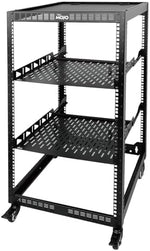 Tecmojo 20U Open Frame Server & AV Rack, 4-Post Mobile Network Rack with Casters, 2x 1U Shelves, Mounting Hardware for 19” Servers, Network & Audio Gear