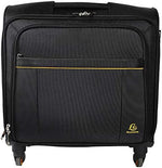 Exacompta - Ref 18834E - Exactive - Pilot Travel Suitcase With Wheels and a Telescopic Handle - 420 x 480 x 230mm in Size, Padded Compartment for a 15.6" Laptop - Black & Orange