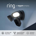 Ring Floodlight Cam Wired Pro | Outdoor Security Camera with 2K Video with Ring Vision, 3D Motion Detection, Bird's Eye View, Siren, alternative to CCTV system | 30-day free trial of Ring Home
