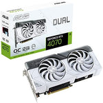 ASUS Dual GeForce RTX 4070 White OC Edition 12GB GDDR6X (PCIe 4.0, 12GB GDDR6X, DLSS 3, HDMI 2.1, DisplayPort 1.4a, 2.55-slot design, Axial-tech fan design, 0dB technology, and more)