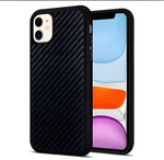 جراب خلفي لهاتف iPhone 11، جراب أسود مرن من ألياف الكربون TPU، جراب هاتف كامل، مضاد للصدمات ومضاد للانزلاق ومضاد للخدش 