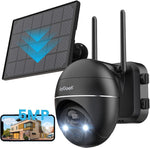ieGeek 5MP Wireless Solar Camera,360° Solar Security Camera Outdoor with 5200mAh Rechargeable Battery Powered,PTZ WiFi CCTV Camera Wireless Outdoor, Pan 355° Tilt 120,PIR Motion Detection