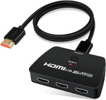 4K@60HZ HDMI Switch, HDMI Switch 3 in 1 out with HDMI Cable