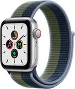 Apple Watch SE (GPS + Cellular, 40mm) - Silver Aluminium Case with Abyss Blue/Moss Green Sport Loop (Next Day Delivery)