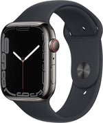 Apple Watch Series 7 GPS + Cellular, 41mm Graphite Stainless Steel Case with Midnight Sport Band - Regular