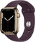 Apple Watch Series 7 (GPS + Cellular, 45mm) - Gold Stainless Steel Case, Dark Cherry Sport Band Watches Apple 