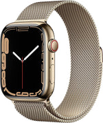 Apple Watch Series 7 (GPS + Cellular, 45mm) - Gold Stainless Steel Case, Gold Milanese Loop