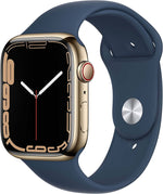 Apple Watch Series 7 GPS + Cellular, 45mm Gold Stainless Steel Case with Abyss Blue Sport Band - Regular