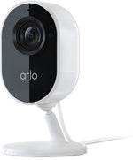Arlo Essential Indoor Camera 1080p with Privacy Shield, Plug-in, Night Vision, 2-Way Audio, Siren, Direct to WiFi No Hub Needed, White