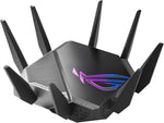 ASUS ROG Rapture GT-AXE11000 Tri-band WiFi 6E Gaming Router, New 6GHz Band, WAN Aggregation, 2.5G Port, Lifetime Free Internet Security, Mesh Wifi Support, 4 LAN Ports, VPN, Advanced Cooling System