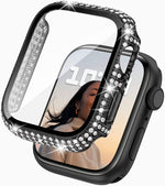 Bling Case for Apple Watch Series 8/7 45mm Case with Built-in Screen Protector, Shockproof Anti-Scratch Full Body Crystal for Apple Watch Series 8/7 (Black)