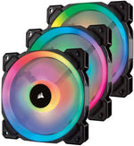 Corsair iCUE LL120 RGB LED PWM (16 Independent RGB LED, 120mm Fan Blade, 600 RPM to 1,500 RPM, Low-Noise Operation) with Lighting Node PRO (3 Pack) - Black