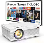 DRQQ Projector HI-04 7000 Lumens with Projection Screen, 1080P Full HD