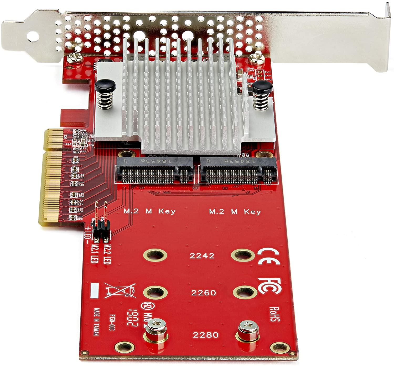 Dual M.2 PCIe SSD Adapter Card - x8 - x16 Dual NVMe AHCI M.2 SSD PCI 3.0