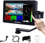 FEELWORLD F6 Plus 5.5 Inch DSLR On Camera Field Monitor Touch Screen 3D Lut Small Full HD 1920x1080 IPS Peaking Focus Video Assist 4K HDMI 8.4V DC Input Output Include Tilt Arm