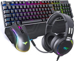 havit [3-in-1] Wired Mechanical Keyboard Mouse Headset Combo Set, Blue Switch RGB Keyboard 105 Keys UK Layout, Gaming Mouse & RGB Headphones Gaming Bundle for Laptop Computer PC Games