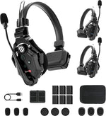Hollyland Solidcom C1 Full-Duplex Wireless Headset Intercom System for 1100ft Communication Group Talk, Single-Ear Headset with 1 Master & 2 Remote Headphone（3 Users）