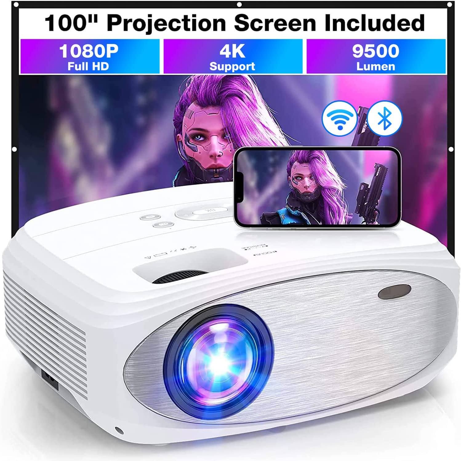 [Big Sale]Native 1080P Mini WiFi Projector for Smart Phone,Wireless Bluetooth Projector with Speakers,Mini Indoor Outdoor Movie Projector with Digital - 2