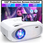 HOWWOO WiFi Bluetooth Mini Projector with Screen, Native 1080P 4K Projector, 9500 Lux Portable Outdoor Home Theater Projector Support iOS/Android Smartphone/Tablet/Laptop/TV Stick/USB/PS4