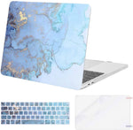 MacBook Pro 13 inch Plastic Hard Case & Keyboard Cover Skin & Screen Protector, Water Blue Marble