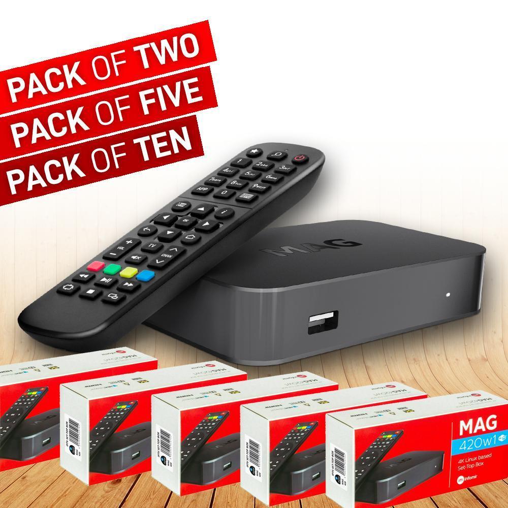 MAG420W1 Infomir HEVC Set Top Box Latest Model Genuine Bundle Packs