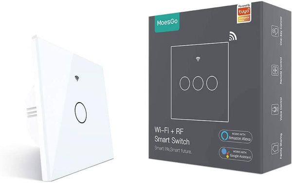WiFi Light Wall Glass Touch Switch  Single Pole Switch No Neutral – MOES