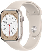 New Apple Watch Series 8 (GPS, 45mm) - Starlight Aluminum Case with Starlight Sport Band - Regular