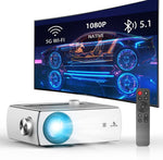 NexiGo 5G Wi-Fi Projector [220ANSI - Over 8000 Lux Brightness] Native 1080P 5G WiFi Bluetooth 5.1 Projector, Dolby_Sound Support, Remote, Compatible with Phone, Computer, HDMI, USB, AV Interfaces