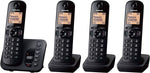 Panasonic KX-TGC224EB DECT Cordless Phone with Answering Machine, 1.6 inch Easy-to-Read Backlit Display, Nuisance Call Blocker, Hands-Free Speakerphone, ECO Mode - Black, Quad Handset Pack