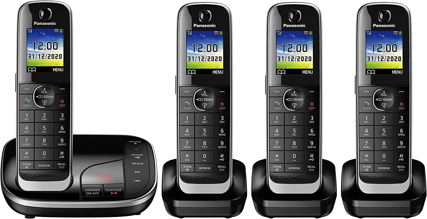 Panasonic KXTGJ324EB Quad Handset Cordless Home Phone With Nuisance