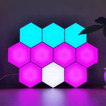 Remote Control Hexagon Wall Light, Smart Wall-Mounted Touch-Sensitive, Assembled RGB LED Colorful Light (6-Pack)