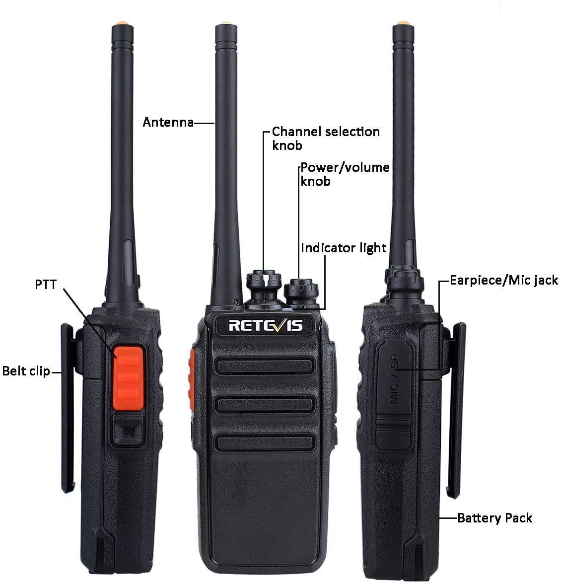 Retevis RT24 Walkie Talkie PMR446, 16 Channels VOX Scan with USB ...