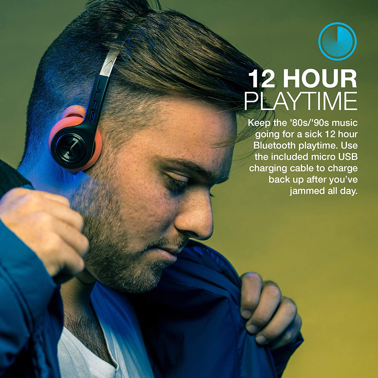 Retro Headphones, JLab Rewind Wireless Headphones With Mic