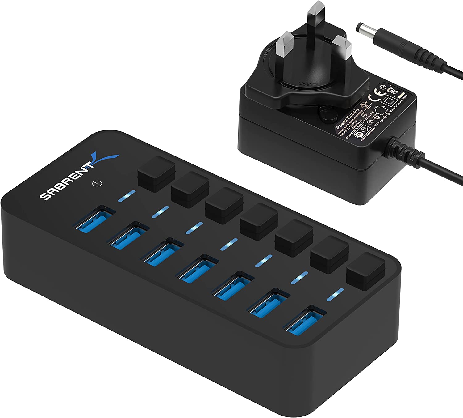 WLXKJY USB 3.0 Hub 4 Ports - Aluminium Gehäuse Mit 36W Netzadapter Für Schnelle Datenübertragung