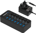 Sabrent 36W 7-Port USB 3.0 Hub with Individual Power Switches and LEDs Includes 36W 12V/3A Power Adapter