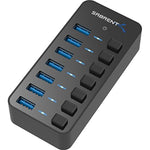 Sabrent 60W 10-Port USB 3.0 Hub Includes 3 Charging Ports 12V/5A Power Adapter HB-B7C3