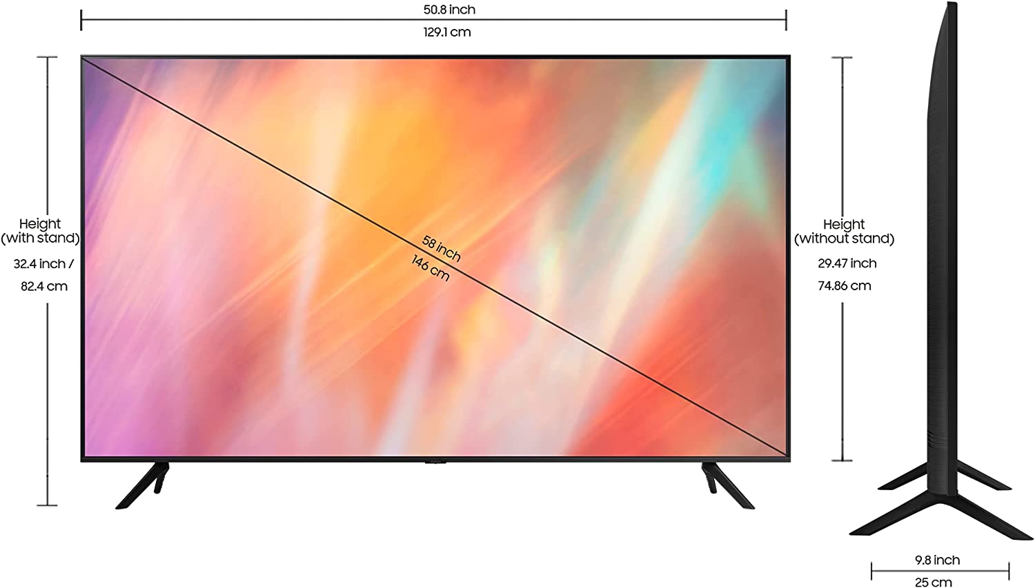 Samsung 58 Inch TV UHD 4K Processor PQI 2000 HDR 10+ Mega Contrast UHD
